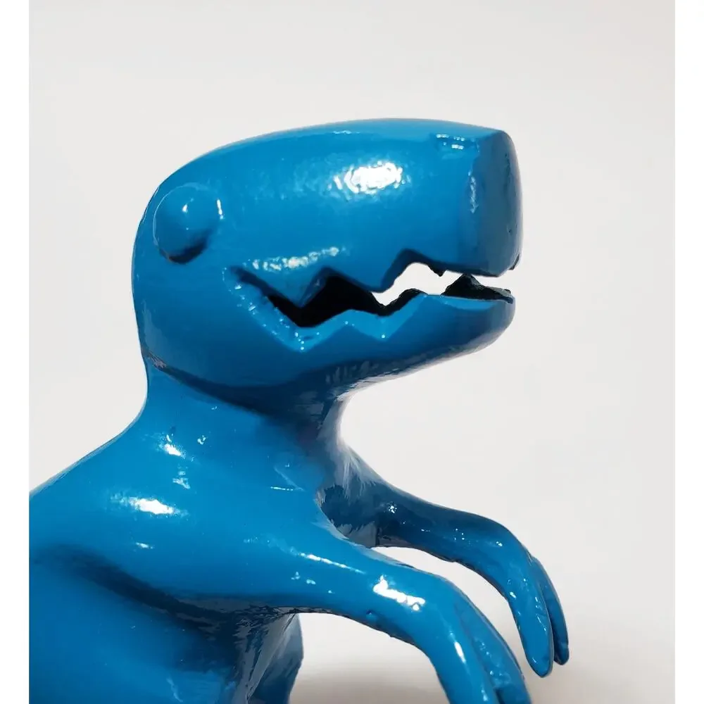 Blue Metal T-Rex Dinosaur Votive Candle Holders Set of 2